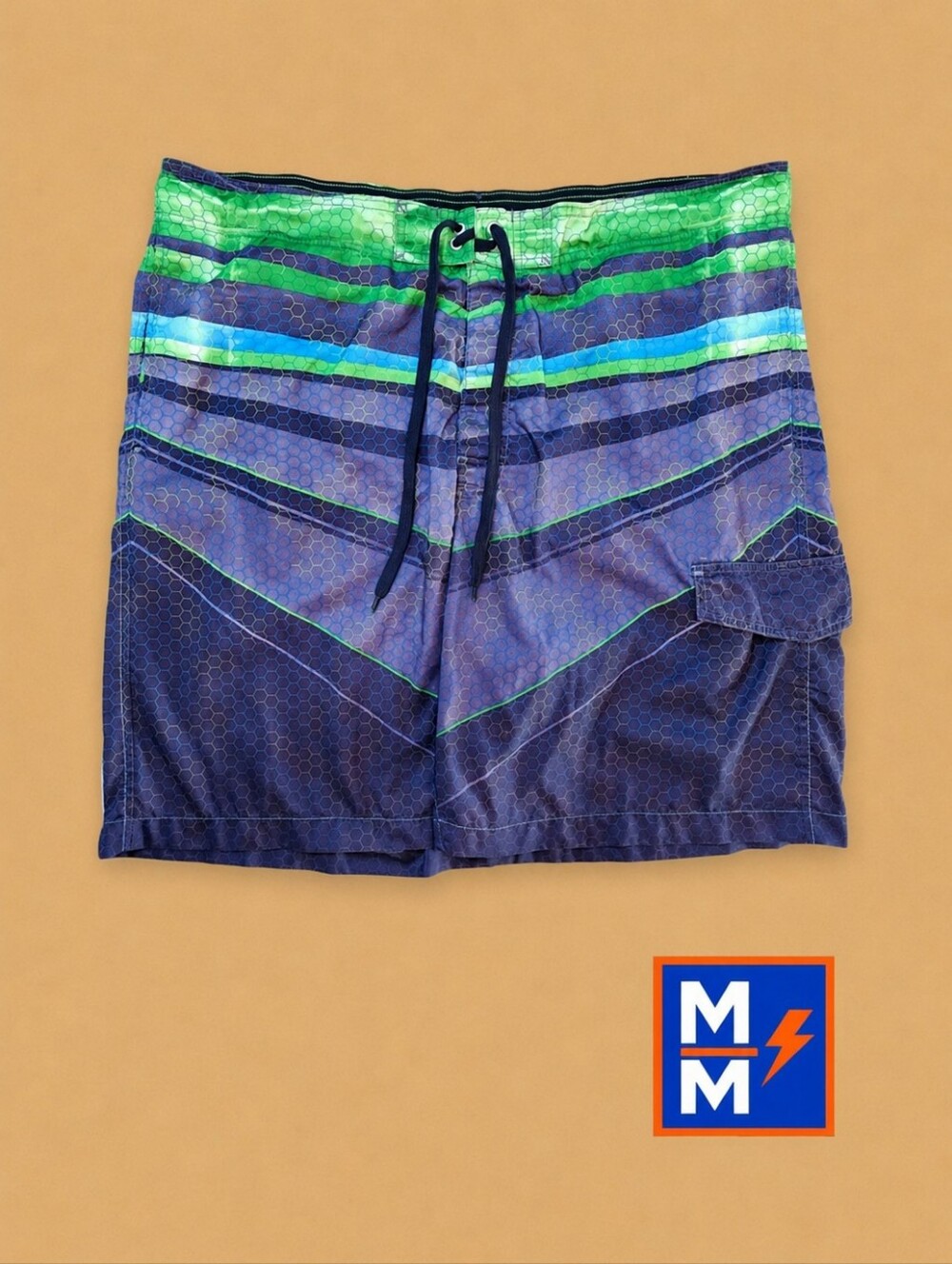 Sonoma Life + Style XXL Men's Board Shorts Swim Trunks Blue Green Geometric Surf